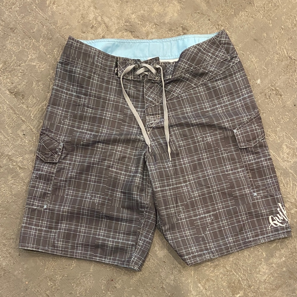 Quiksilver Size 34 waist Men's Plaid Gray Swim Shorts